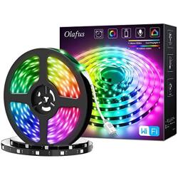 Olafus 32.8ft WiFi Smart LED Strip Lights, TV Light Strip Works with Alexa Google Home, App Control RGB Light Strip Kit Music Synch with Remote for Home Party TV Room, 5050 LED, 16 Million Colors