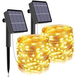 Solar String Lights Outdoor,480 LED Total&160 Ft Ultra Long Starbright Solar Light with 1200 Mah Battery Backup,8 Modes Solar Fairy Lights for Garden Patio Yard Party Decoration (2Pack- Warm White)