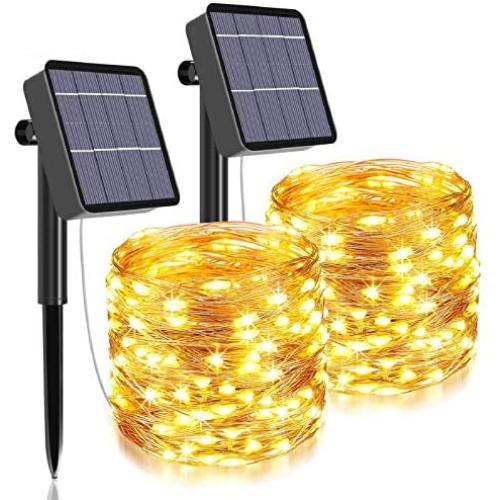 Solar String Lights Outdoor,480 LED Total&160 Ft Ultra Long Starbright Solar Light with 1200 Mah Battery Backup,8 Modes Solar Fairy Lights for Garden Patio Yard Party Decoration (2Pack- Warm White)