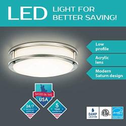 LUXTER 12 Inch LED Flush Mount Ceiling Light, Dimmable Round Light Fixture, Brushed Nickel Finish, Plastic Shade,20 Watts (120W Eq.), 1400 Lm, 4000K (Bright Light), ETL and Energy Star Listed