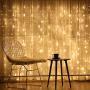 Hanging Window Curtain Lights 9.8 Feet Dimmable and Connectable with 300 Led, Remote, 8 Lighting Modes, Timer for Bedroom Wall Holiday Party Indoor Outdoor Decor, Warm White (Curtain is Not Included)