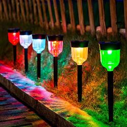 LED Solar Light Outdoor, SMY 6 Packs Solar Pathway Lights with 7 Color Changing Waterproof IP65, Auto On/Off Outdoor Solar Landscape Lights/Pathway Lights for Lawn, Back Yard and Walkway