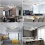 CHYING Modern LED Pendant Light with Acrylic Shade 2-Ring 30W Cool White 6500K Ceiling Light 2400LM Chandelier Adjustable Pendant Hanging Light Fixture for Kitchen Island Living Dining Room Restaurant