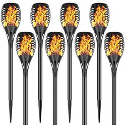 Permande Solar Torch Lights with Flickering Flame, Fire Effect Garden Light, Auto On/Off Dust to Dawn, Outdoor Waterproof Landscape Decoration, Solar Powered Security Torch Light for Patio, 8 Pack