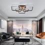 Modern Ceiling Light led AXSHINE 6 Lights Geometric Light Fixtures Brown Flush Mount Ceiling Light Chandeliers Ceiling Light for Bedroom 28INCH Square Metal Ceiling lamp with Natural Light 4000K 87W