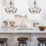 LOG BARN Modern Chandelier Black and Gold, Farmhouse Dining Room Hanging Light Fixture, 4-Light, Matte Black with Aged Brass Finish, 19.5” Dia