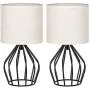 HAITRAL Modern Farmhouse Lamps - Black Metal Table Lamps with Hollowed Out Base , Bedside Lamps Set of 2 with Linen Fabric Lampshade for Bedrooms, Living Room HAITRAL Modern Farmhouse Lamps - Black Metal Table Lamps with Hollowed Out Base , Bedside Lamps Set of 2 with Linen Fabric Lampshade for Bedrooms, Living Room