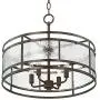 Edinger Oil Rubbed Bronze Round Pendant Chandelier 20'' Wide Rustic Industrial Clear Waterglass 4-Light Fixture for Dining Room House Foyer Kitchen Island Entryway Bedroom Living Room - Regency Hill