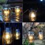 Mason Jar Lights Hanging, Cordless Lanterns for Patio, Battery Operated Tabletop Lamp with LED Bulb, Outdoor Indoor Decor for Garden Camping Picnic Party Fireplace Hallway Stairs (2 Amber-No Timer)