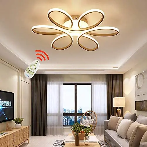 ZipLighting Modern LED Ceiling Light Dimmable Ceiling Lighting with Remote Round Ceiling Light Fixture Ceiling Lamp Flower Shape for Dinning Room Bedroom Kitchen Hallway 80W Decorative Lamp