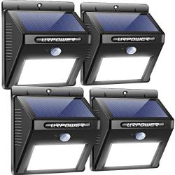 URPOWER Solar Lights Outdoor, Motion Sensor Security Lights Solar Flood Lights Waterproof Solar Powered Outdoor Lights for Backyard, Fence, Deck, Patio, Garage (4 Pack)