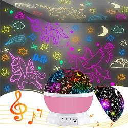 Night Light for Kids,Unicorn Gifts for Girls,Star Projector Gifts for Teenage Girls with Music 2 in 1 Popular Cool Toys Christmas Xmas Birthday Gifts for Girls Age 2 3 4 5 6 7 8 9Year Olds Baby Girls