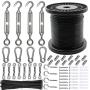 Belio String Light Hanging Kit，Stainless Steel Cable for Outdoor Lights，Globe String Light Suspension Kit Include 182 FT Wire Rope Cable Turnbuckle and Hooks