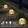 Solar Garden Ball Lights, Crack Glass Ball Solar Globe Lights, Solar Ground Light Outdoor Decorative, 35 LED Solar Pathway Lights Outdoor Garden Decor, Warm White LED Lights Ball, Waterproof, 1 Globe
