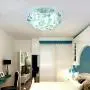 VinDeng Glass Blue Ceiling light Flush mount, E26 2-lights Tiffany style Ceiling lamp With Shell Decor Mediterranean Round Light fixture For Bedroom Dining room Restaurant-30CM