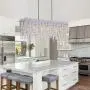 Q&S Rectangle Crystal Chandelier Lighti Fixture, Modern Chrome 6 Lights Chandeliers Ceiling Light Fixture for Dinning Room, Living Room,Kitchen Island, Hotel Lobby,Chrome
