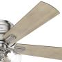 HUNTER 54209 Crestfield Indoor Low Profile Ceiling Fan with LED Light and Pull Chain Control, 52'', Brushed Nickel