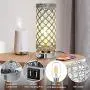 Crystal Touch Control Table Lamp with Dual Fast USB Charging Ports, 3-Way Dimmable Decorative Bedside Nightstand Desk Lamps for Bedrooms Living Room, Small Night Light Lampshade, T45 LED Bulb Included