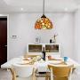 LITFAD Elegant Tiffany Style Pendant Light with Oversize Sunflower Pattern One-Light LED Ceiling Hanging Light Pendant Lamp for Kitchen Island Dining Room Restaurant - C