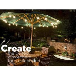 Sunlitec Solar String Lights Waterproof LED Indoor/Outdoor Hanging Umbrella Lights with 25 Bulbs - 27 Ft Patio Lights for Deckyard Tents Market Cafe Gazebo Porch Party Decor