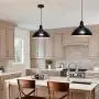 MOTINI Barn Pendant Light 1-Light Height-Adjustable Edison Hanging Light Fixture with Metal Dome Shade Farmhouse Style Ceiling Light Fixture in Black Finish for Kitchen Island, Dining Room, Foyer UL