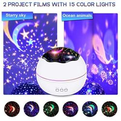 HOKEKI Night Light, Star Projector, Lights for Room, LED Light Projector for Bedroom , Bedside Lamp, 8 Lighting Modes, Adjustable Brightness, 360° Rotation, Suitable for Living Room, Party,Room