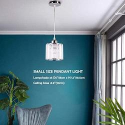 Mini Pendant Light Crystal Pendant Lighting Fixture Flush Mount Ceiling Lighting Fixture Adjustable Hanging Light for Dining Room Bedroom Kitchen Island Living Room Hallway,E26 Bulb,Chrome