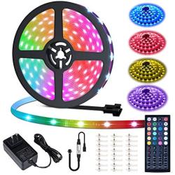 MustWin 40ft Led Strip Light 360 5050 LEDs Flexible Color Changing LED Lights with 44 Keys RF Remote Controller & 24V Power Supply Dimmable Tape Light Kit for Home Room Kitchen Bar Party Decoration