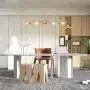 LOG BARN Gold Chandelier, Island Lights for Kitchen with Seeded Glass Shades, Modern Linear Pendant Lighting for Dining Room, 4 Lights, L34.5'' x W3.5''