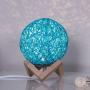 Romantic Night Light Creative INS Wind Starry Table lamp Bedroom Bedside lamp Fantasy Rattan Ball Moon Light (Blue, Button Switch)
