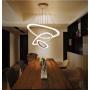 Ziplighting Modern LED Chandelier Pendant Light with Triangle Ring Adjustable Pendant Light Ceiling Fixture Contemporary for Bedroom Living Room Dining Room Kitchen Island with Remote Control (White)