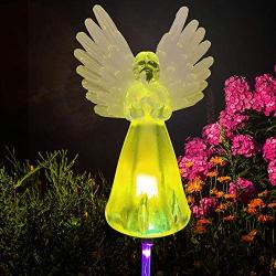 Angel Landscape Path Lights 2 pcs Angel Solar Lights Outdoor Grave Decorations for Cemetery Garden Gifts for mom Garden Decorations Garden Gift Memorial Stones for Loved Ones Grandma Birthday Gifts