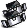 TBI Security Solar Lights Outdoor 216 LED 2200LM, 6500K - Extra-Wide Adjustable 360° 3 Heads with 3 Modes,Wireless Motion Sensor 40ft - Waterproof IP65 Spot Flood Lights Solar Powered 2200mah(2 Pack)