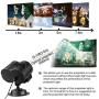 Christmas LED Projector Lights, LUXONIC 20 Slides LED Waterproof Outdoor Water Wave & Rotating Gobos Double Projection Light with Remote Control for Christmas Birthday Party Holiday