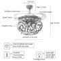 TiptonLight Modern Folding Ceiling Fans with Lights, 42 Inch LED Ceiling Fan with Light and Remote Control Crystal Chandelier Chrome Light Dining Room Decorative