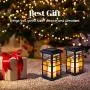 Garden Solar Lights Outdoor Decorative Flickering Candle Stake Lights Table Lantern for Yard, Lawn, Patio, Pathway (2Pack, Black)