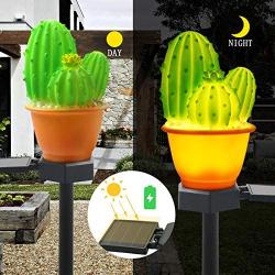 VGYVGYCC Garden Decor Solar Lights Outdoor - 2 Pack Cactus Stake Waterproof Landscape Lights Pathway Yard Lawn Walkway Decoration