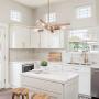 LOG BARN Gold Chandelier, Pull Chain On/Off Switch, 2 in 1 Modern Chandelier and Close to Ceiling Light Fixtures with Seeded Glass Shades for Kitchen Island, Dining Room, Bedroom, Foyer