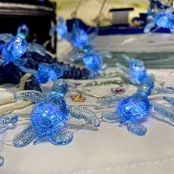 Blue Sea Turtle String Lights Christmas Nautical Wall Décor 10ft 30 LEDs with Remote Powered by USB Plug-in or Battery Pack for Summer Ocean Themed Wedding Baby Shower Birthday Party House Decoration