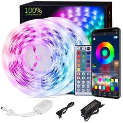 50ft Led Strip Lights, Yonlisdor Smart Led Lights Strip Music Sync Color Changing Lights App Control and 44 Keys Remote, Led Lights for Bedroom Party Home Decoration