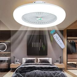 Ceiling Fan with Lights Lighting Negative Ion Fan LED Light Adjustable Wind Speed Remote Control Dimmable Fan Chandelier Modern 22 Inch Invisible Acrylic Bedroom Living Room Can Timing Hanging Lamp