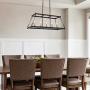 LOG BARN Large Black Light Chandelier, 5-Light Metal Cage Island Lighting, 30'' Kitchen Pendant Light Fixtures, Black and Gold for New Modern Farmhouse Dining Room