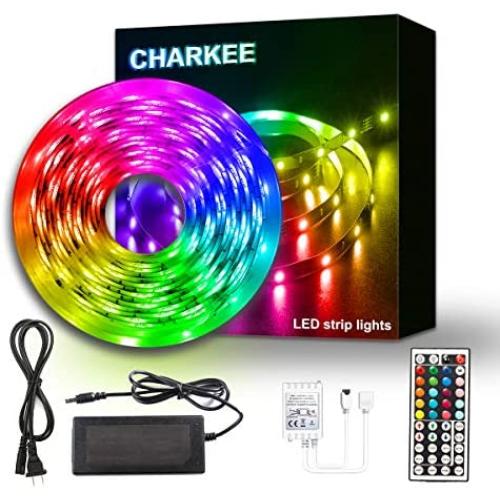Led Strip Lights 25ft, Charkee Led Lights, RGB Color Changing Light with Remote and Power Supply for Room, Bedroom, Kitchen, Decoration