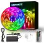 Led Strip Lights 25ft, Charkee Led Lights, RGB Color Changing Light with Remote and Power Supply for Room, Bedroom, Kitchen, Decoration