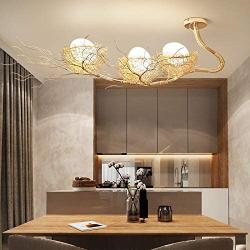 LITFAD 3 Lights Egg Hanging Chandelier Creative LED Hanging Ceiling Light Fixture Modern Milk Glass Pendant Lamp with Metal Nest for for Living Room Bedroom Restaurant Cafe