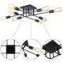 Oldiron 8 Light Black Sputnik Chandelier,Mid Century Semi Flush Mount Ceiling Light Industrial Antique Style Lighting Fixture for Kitchen Hallway Dining Room Living Room Foyers Bedroom