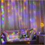 Led Curtain Light 300 Led 10 Strings Bedroom String Lights 9.8 X 9.8ft USB Window Fairy Light Curtains for Halloween Christmas Xmas (Multicolor)