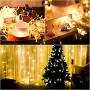 jar-owl 300LED Solar Curtain String Lights Wedding Holidays Party String Lights Waterproof Outdoor Indoor Christmas Light Fairy Lights for Window, House, Lawn, Garden, Patio Landscape Decoration