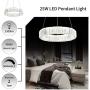 7Degobii Modern Crystal Glass Round Chandelier Fixtures LED Hanging Lamps 1 Ring D15.7'' 25W 1500lm 4000K Dimmable Dining Room Ceiling Light for Living Room Bedroom Natural Light 4000K