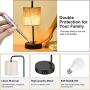 Sunvook Modern Bedside Table Lamp with 2 USB Charging Ports& 2AC Outlet,3 Way Dimmable Touch Control Industrial Nightstand lamp with Eye-protecting Fabric Shade Desk Lamp for Bedroom Living Study Room